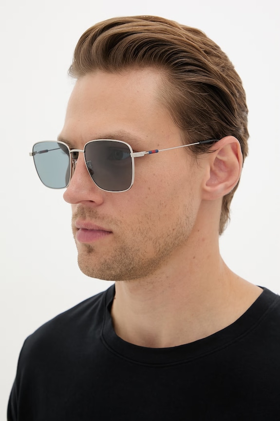 Gucci okulary przeciwsłoneczne kwadratowe męskie srebrny GG2097SK