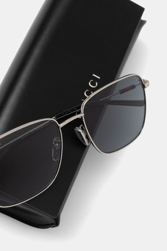Gucci okulary przeciwsłoneczne kwadratowe męskie srebrny GG2097SK