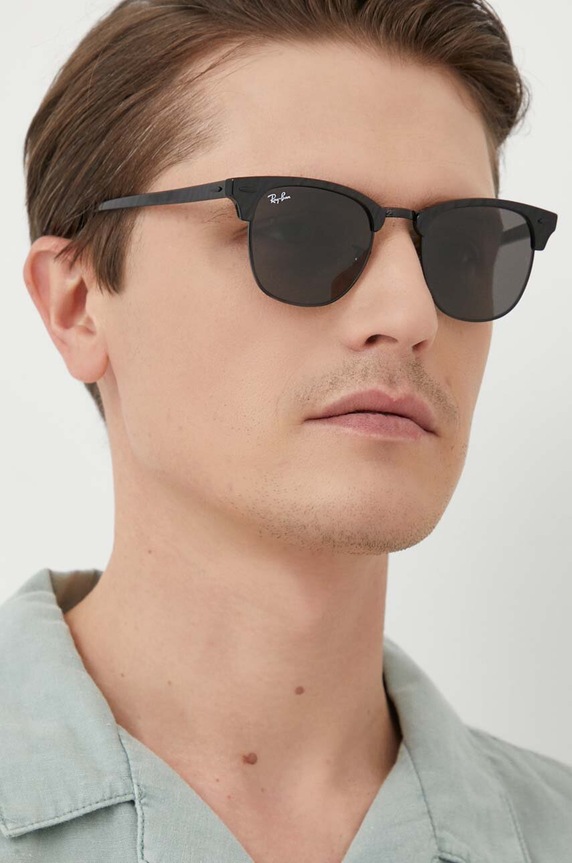 Akcesoria Ray-Ban - Okulary przeciwsłoneczne CLUBMASTER 0RB3016.1305B1.51 czarny