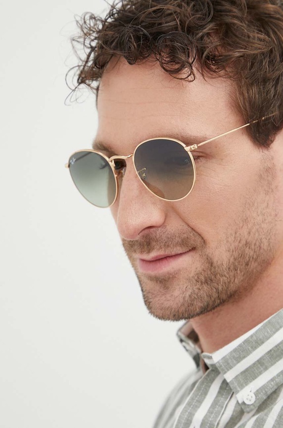 Akcesoria Ray-Ban okulary przeciwsłoneczne ROUND METAL 0RB3447 złoty