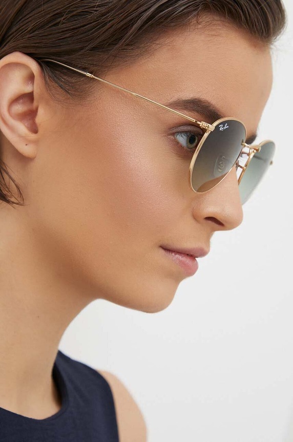 Ray-Ban okulary przeciwsłoneczne ROUND METAL złoty 0RB3447