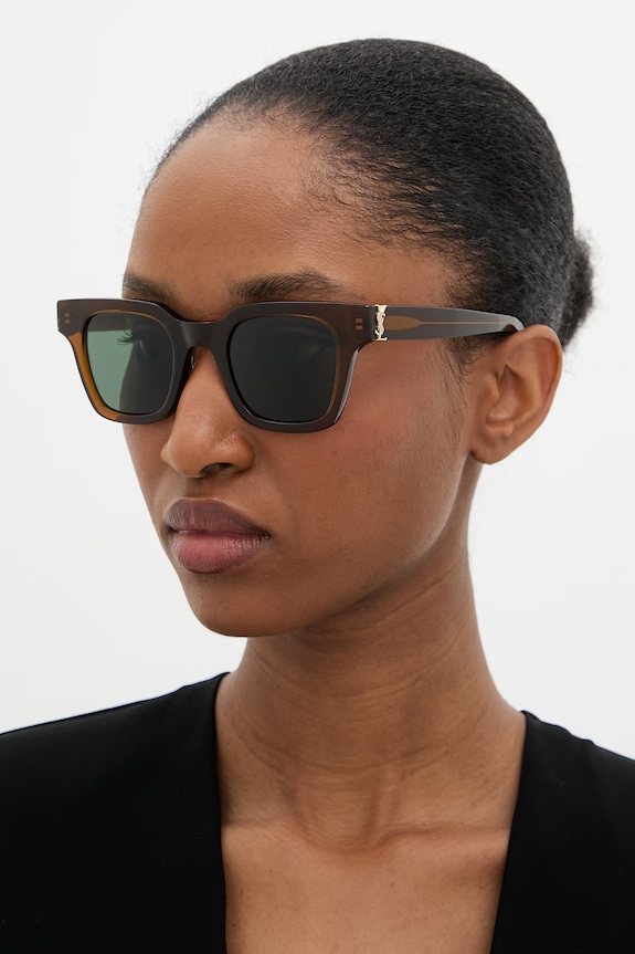 Akcesoria Saint Laurent okulary przeciwsłoneczne kwadratowe SL.M157 brązowy