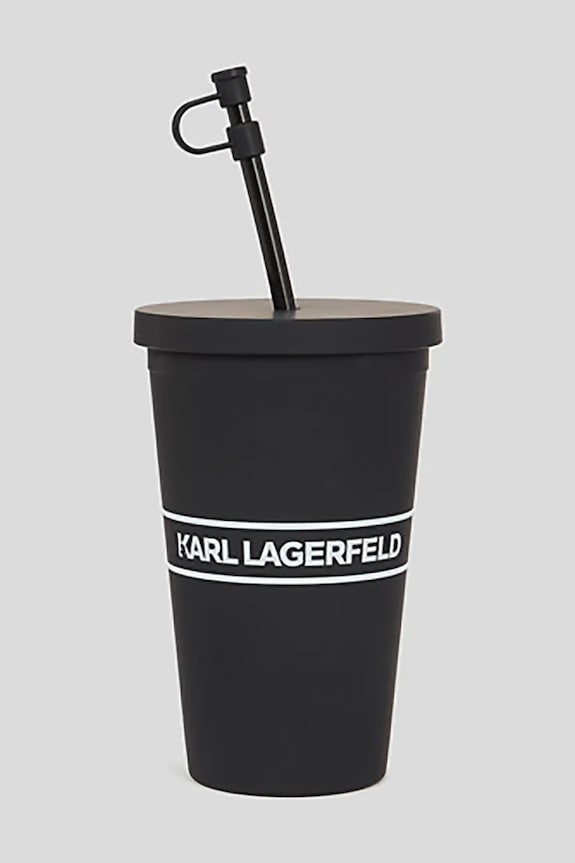 Skodelica s slamico Karl Lagerfeld Essential To Go črna A1M42033