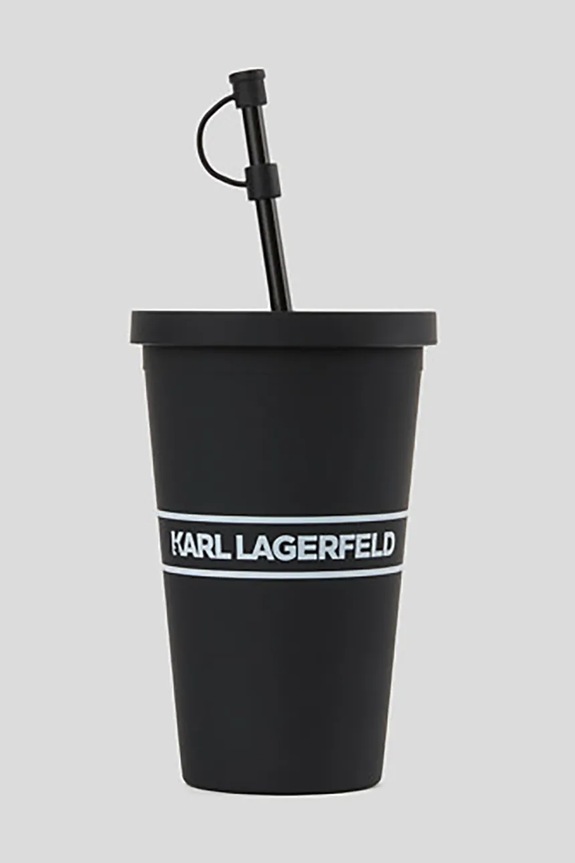 Skodelica s slamico Karl Lagerfeld Essential To Go črna A1W42017