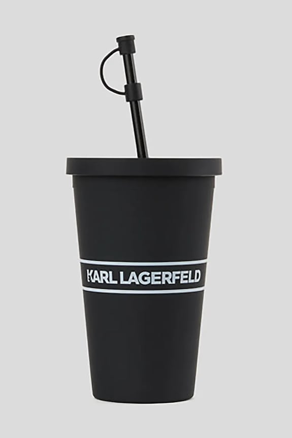 Skodelica s slamico Karl Lagerfeld Essential To Go črna A1W42017