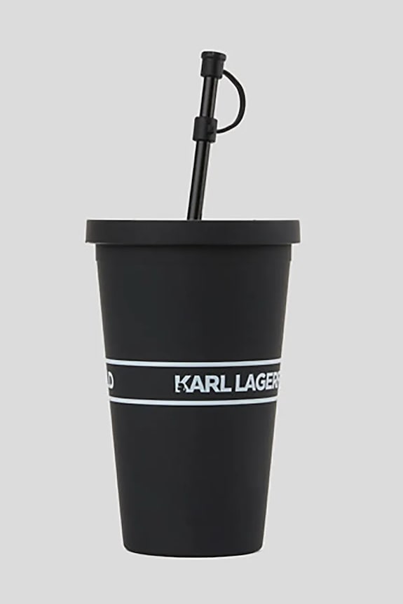 Skodelica s slamico Karl Lagerfeld Essential To Go A1W42017 črna AA00