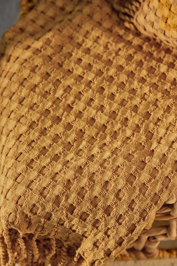 Βαμβακερή πετσέτα θαλάσσης Calma House Ola 100 x 180 cm OLA.100.MOS κίτρινο