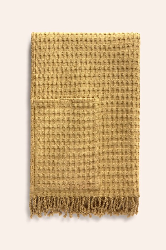 Βαμβακερή πετσέτα θαλάσσης Calma House Ola 100 x 180 cm OLA.100.MOS κίτρινο AA00