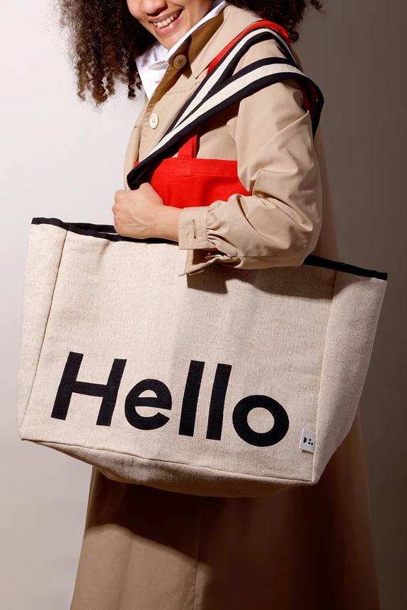 Lifestyle Βαμβακερή τσάντα Design Letters Hello 10502003NABLAHELLO μπεζ