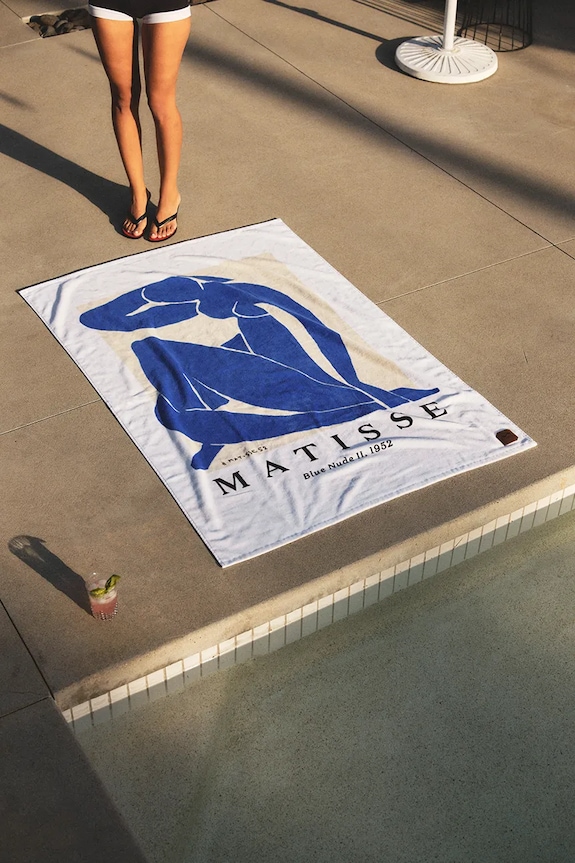 Βαμβακερή πετσέτα θαλάσσης Slowtide x Henri Matisse 100 x 150 cm STRP067 μπλε AA00