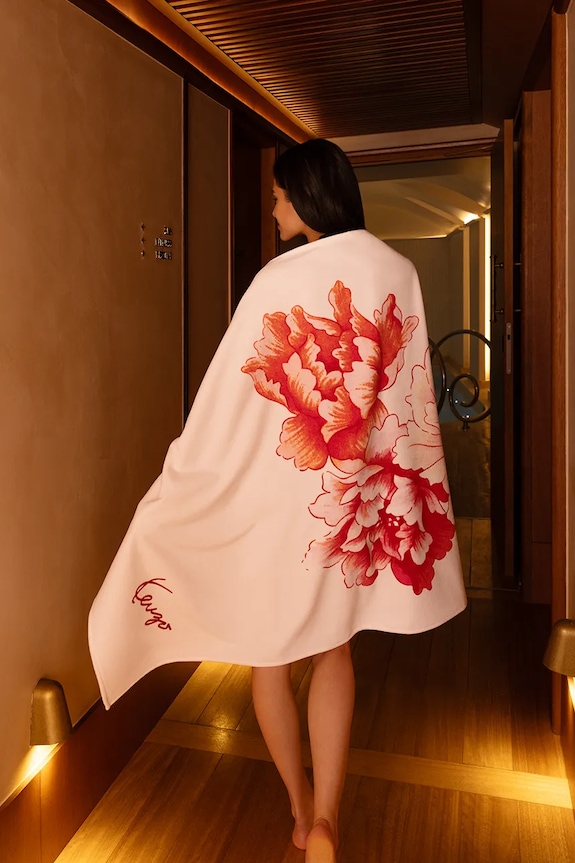 Accesorii Kenzo prosop de plajă K PEONY 100 x 170 cm 1058117 alb