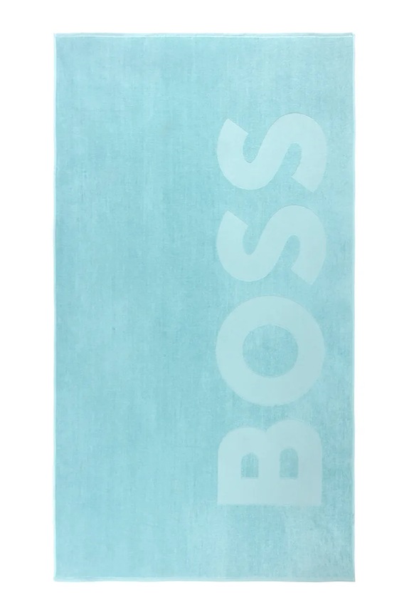 BOSS ręcznik plażowy z materiału tekstylnego ZUMA Gulf 100 x 180 cm turkusowy 1068955