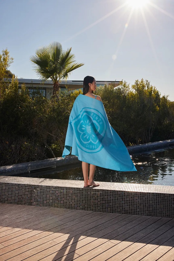 Lifestyle Kenzo pamut strandtörölköző KHEART Turquoise 90 x 160 cm 1063059 kék