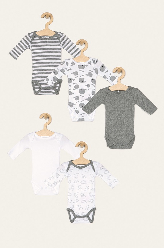 Name it - Body pre bábätká 50-98 cm (5 pak) sivá 13178112