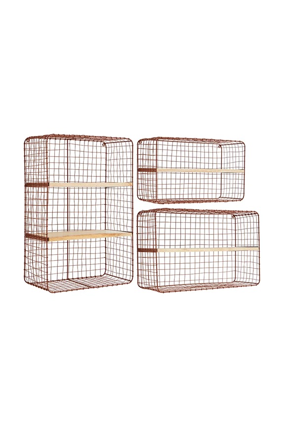 Stenska polica Madam Stoltz 3-pack rdeča 35870CPR