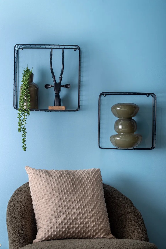 Dnevni boravak i spavaća soba Viseća polica Present Time Reja 2-pack PT4258BK crna