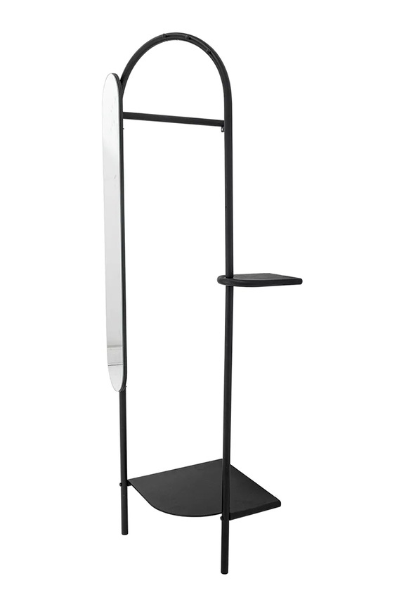 Living și dormitor Bloomingville cuier de haine cu oglindă Belen 58 x 185 x 45 cm 82062363 negru