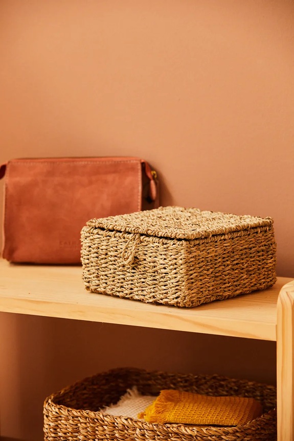 Κουτί αποθήκευσης Calma House Catola 20 x 20 x 10 cm CATOLA.BX20.NAT πορτοκαλί