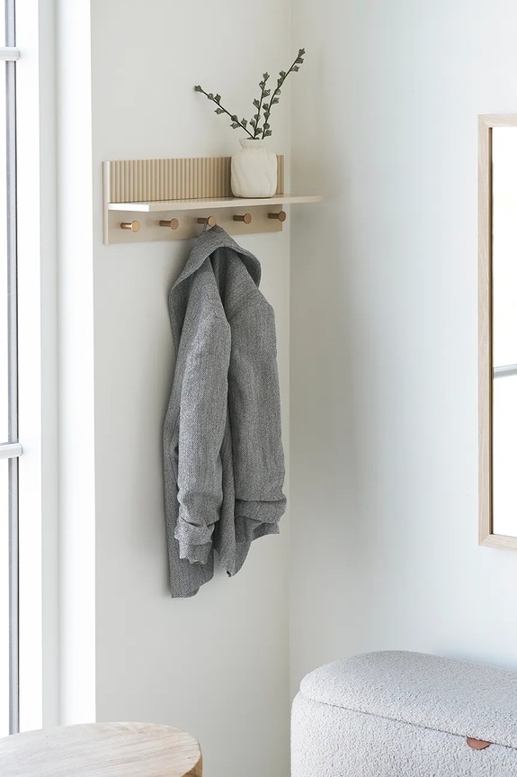 Dnevna soba in spalnica Stenski obešalnik s polico House Nordic Rocca 50 x 12 x 16 cm 4292041 bež