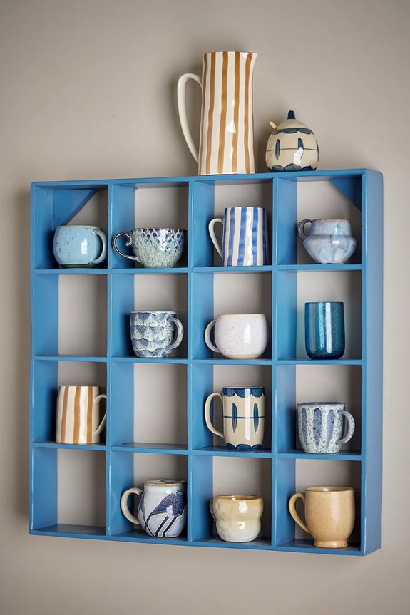 Dnevni boravak i spavaća soba Viseća polica Bloomingville Bekka 70 x 70 x 10 cm 82065225 plava