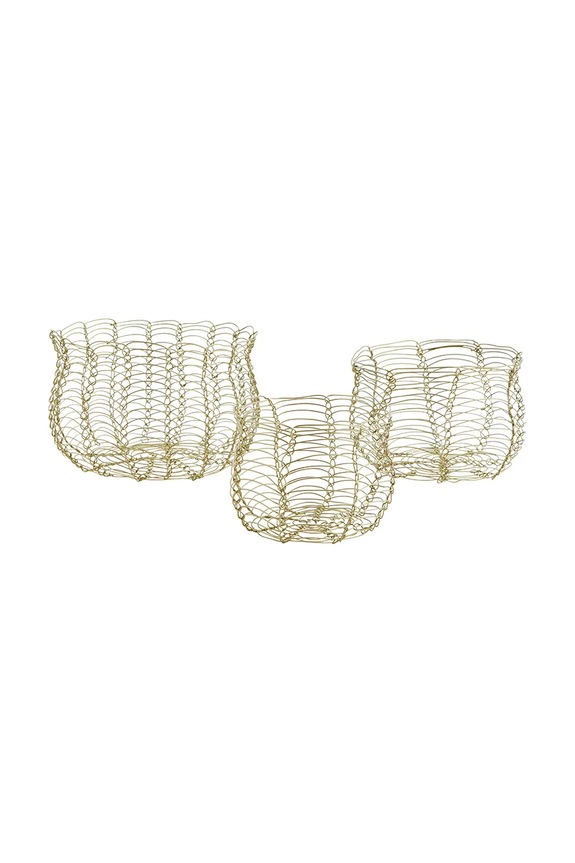 Madam Stoltz set de coșuri pentru depozitare din fier galben 29897AB
