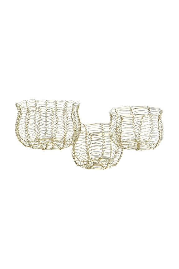 Madam Stoltz set de coșuri pentru depozitare din fier galben 29897AB