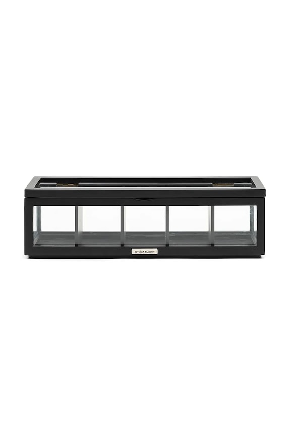 Riviera Maison pudełko na herbatę z płyty MDF czarny 507060