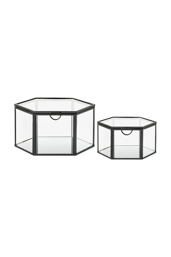 House Nordic set de cutii decorative pentru bijuterii din sticlă transparent 4502030