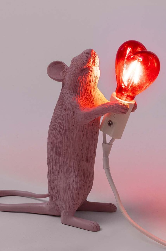 Seletti lampa stołowa Mouse Lamp Step różowy 15220SV