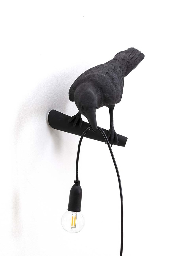 Stenska luč Seletti Bird Lamp Black Looking Left 14737 črna AA00