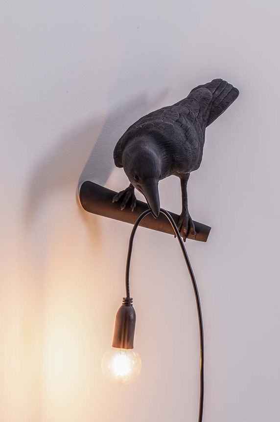 Dnevna soba in spalnica Stenska luč Seletti Bird Lamp Black Looking Left 14737 črna