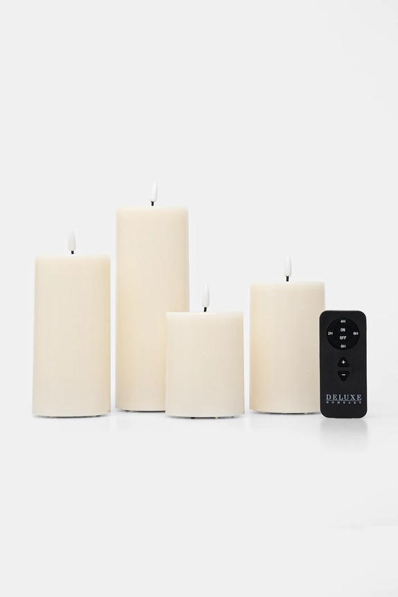 Deluxe Homeart zestaw świec led Giftbox LED Candle 4-pack beżowy RF.GIFTBOX.0002