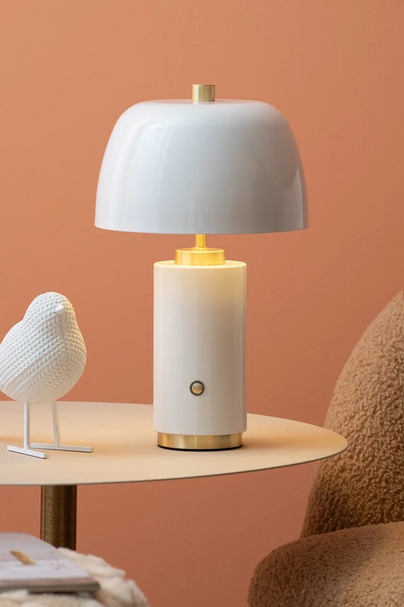Leitmotiv lampa stołowa bezprzewodowa led Freya biały LM2225WH