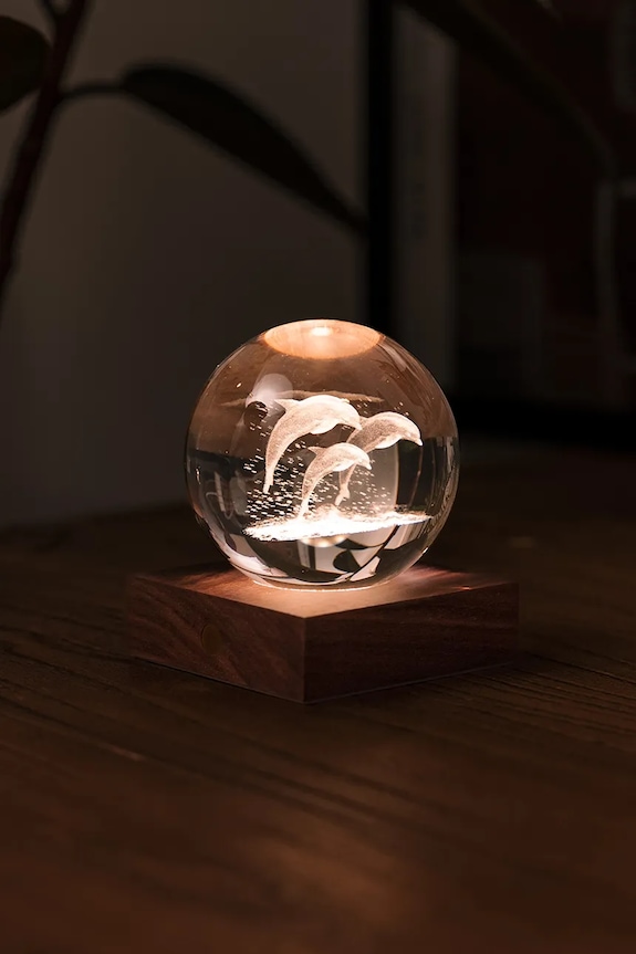 Bezdrôtová led stolná lampa Gingko Design Amber Crystal Light 9,5 x 8 cm G025DO hnedá AA00