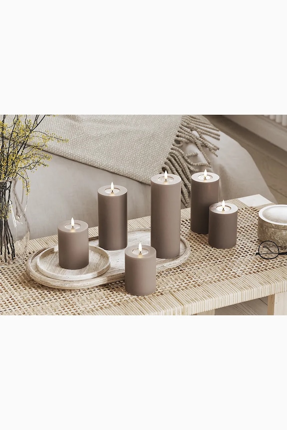 Свічка led Deluxe Homeart Mokka Bloklys 7,5 x 20 cm RF.0098 коричневий