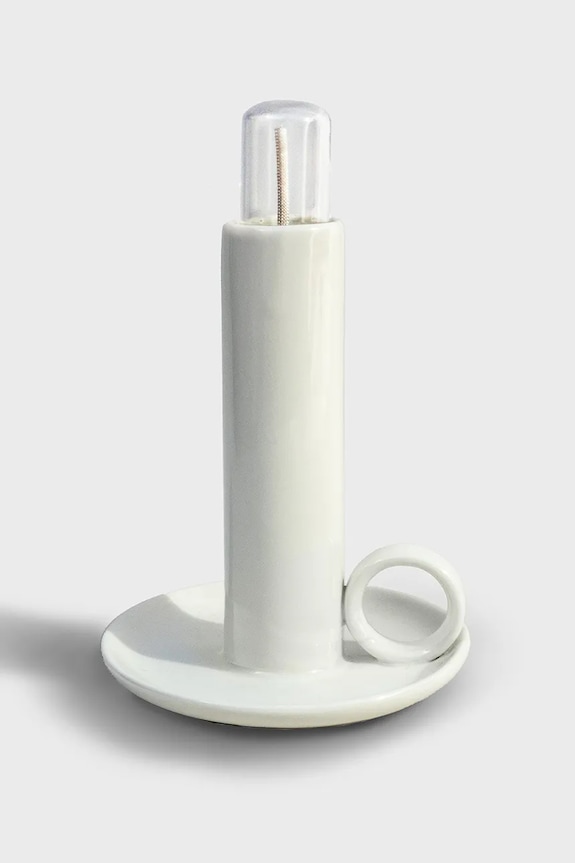 Luckies of London lampa na nočný stolík bezdrôtová z farebného skla biela SK.LIGHTCANDLE3