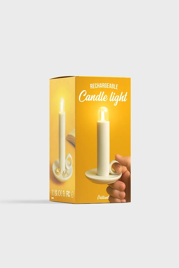 Obývacia izba a spálňa Luckies of London lampa na nočný stolík bezdrôtová z farebného skla SK.LIGHTCANDLE3 biela