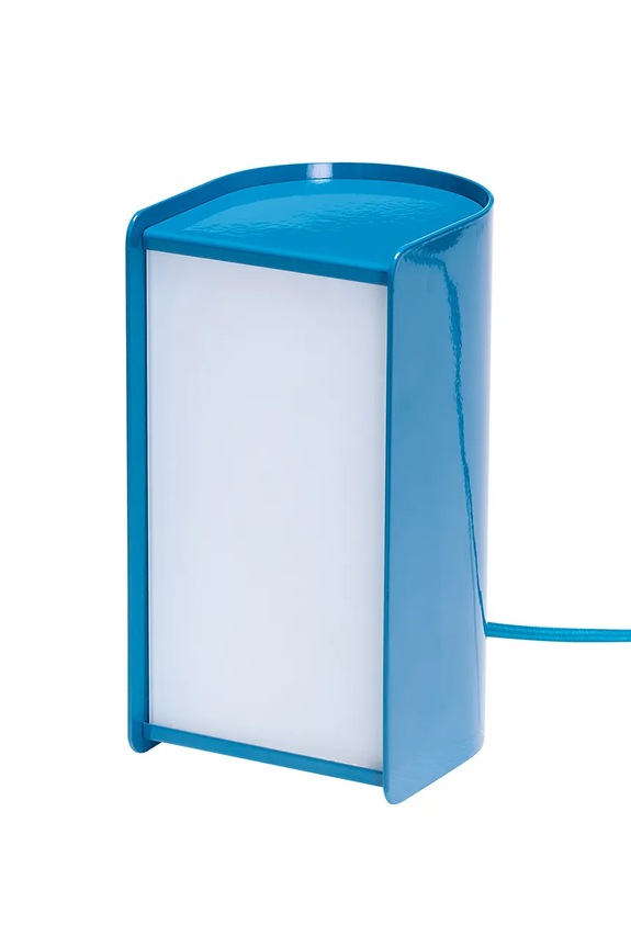 Hübsch lampa stolná z lešteného kovu 11 x 11 x 30 cm modrá 962103