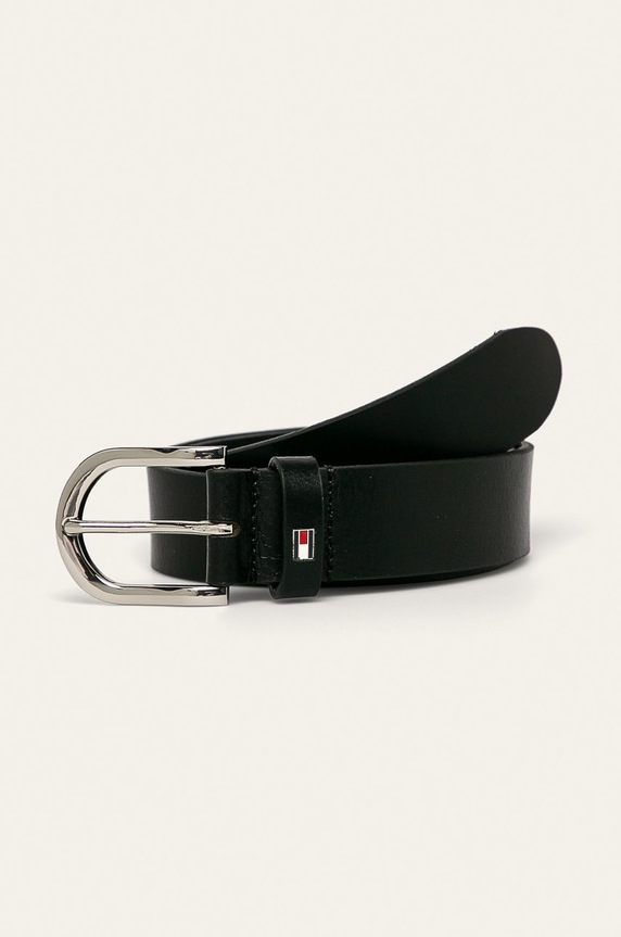 Tommy Hilfiger - Kožený opasok čierna WW0WW11589