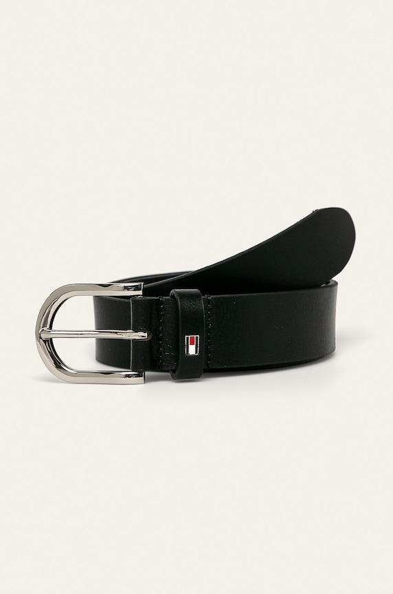Tommy Hilfiger - Kožený opasok čierna WW0WW11589