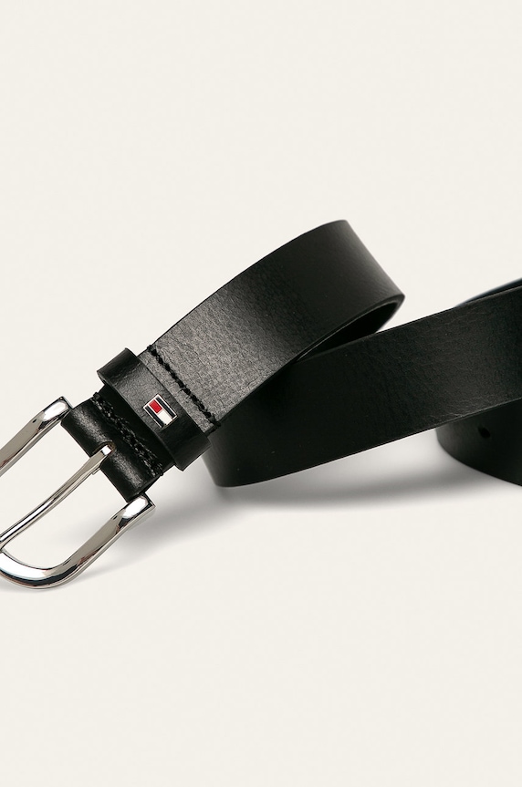 Tommy Hilfiger - Kožený opasok WW0WW11589 čierna AA00