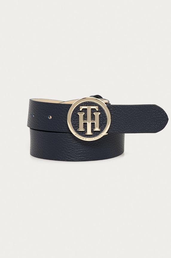 Tommy Hilfiger - Pasek skórzany granatowy AW0AW08605.NOS