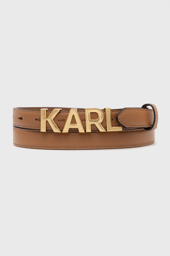 Kožený opasok Karl Lagerfeld Planet friendly hnedá 225W3154