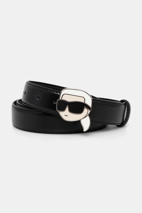 Kožni remen Karl Lagerfeld IKON Planet friendly crna A1W33184