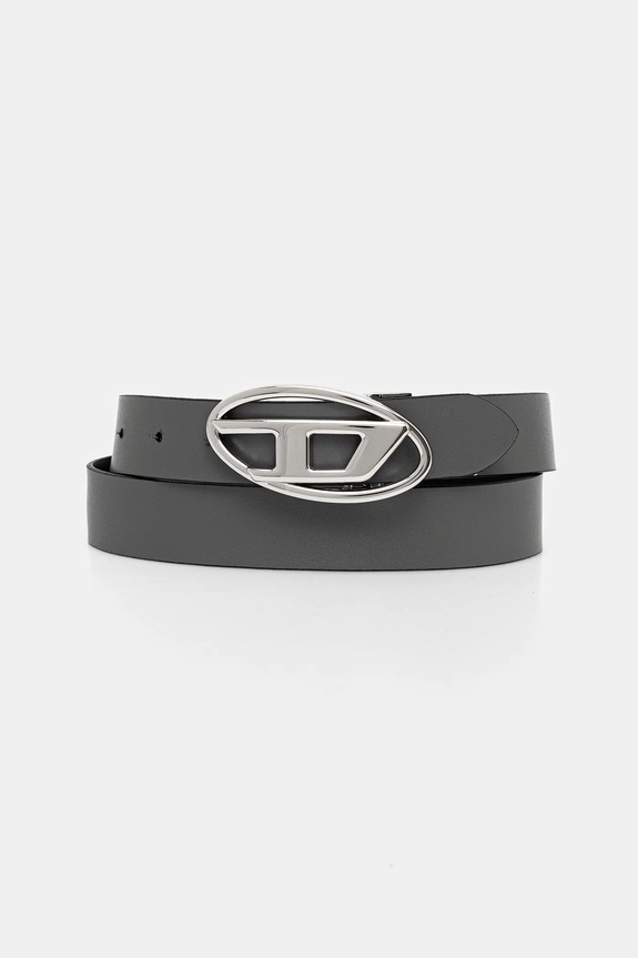 Usnjen dvostranski pas Diesel OVAL D LOGO B-1DR W REV II X09874.P1245 črna AA00