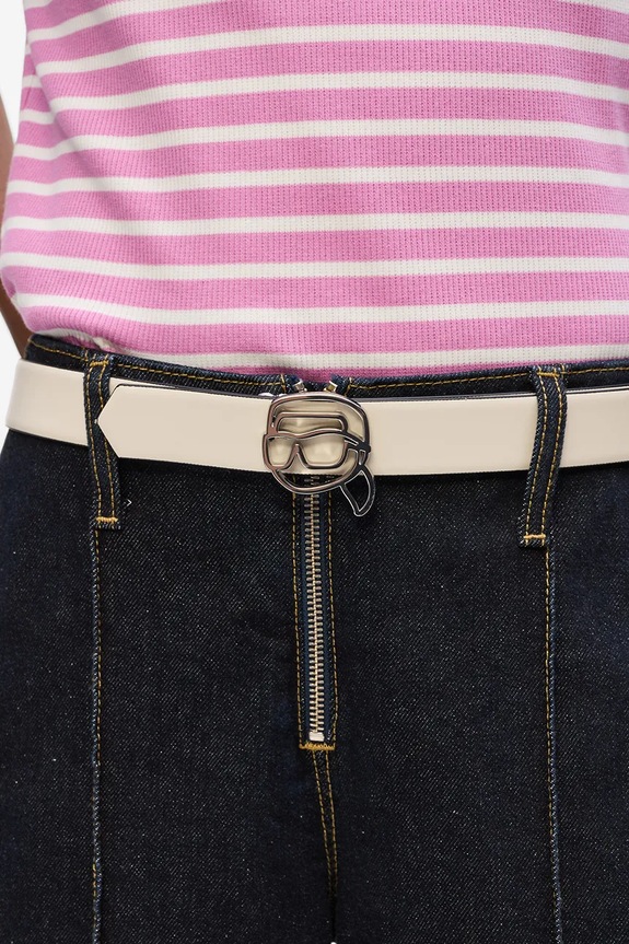 Dvostrani kožni remen Karl Lagerfeld IKON A4W33048 bež