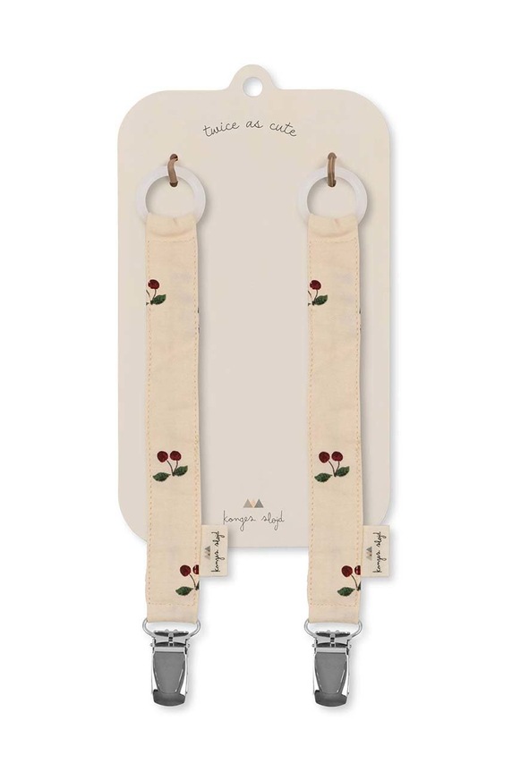 Щипка за биберон Konges Sløjd (2 броя) PACIFIER STRAP розов KS5504