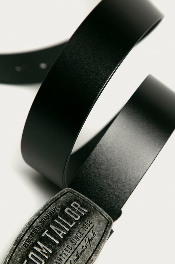 Tom Tailor Pasek skórzany 00611.0009 czarny AA00