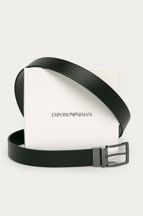 Emporio Armani - Oboustranný kožený pásek černá Y4S195.YLO8J