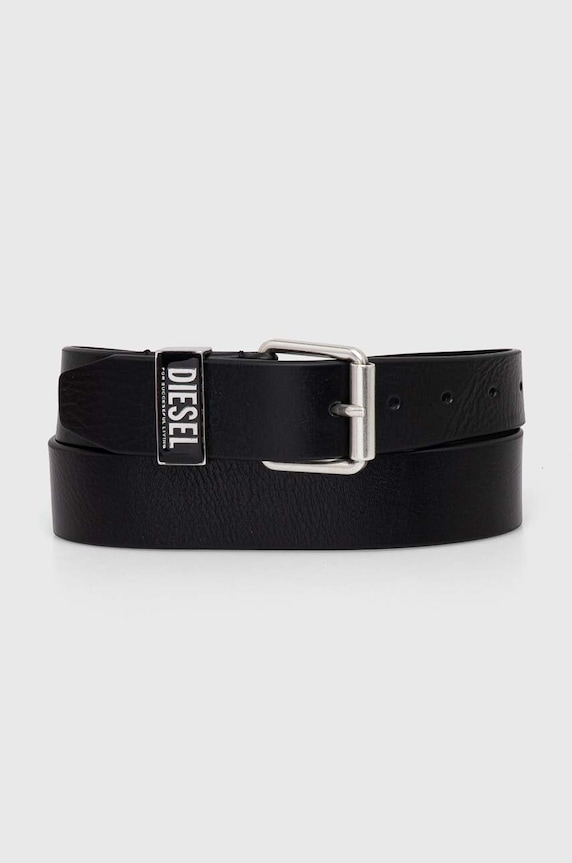 Diesel pasek skórzany B-GLOSSY LOOP BELT czarny X09797.PR227